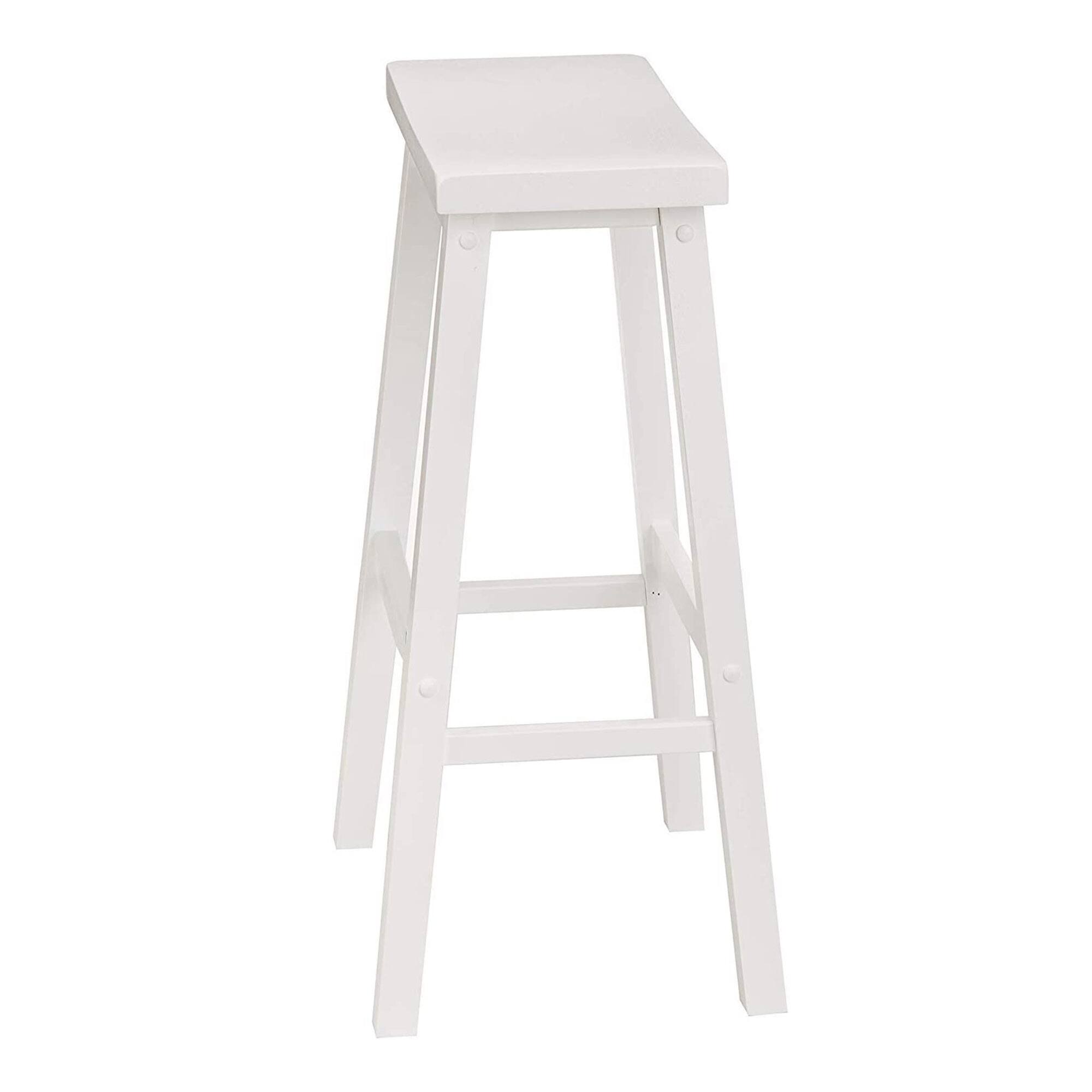 Alt View 2. PJ Wood - PJ Wood Classic 29 Inch Saddle Seat Kitchen Bar Counter Stool, White (4 Pack) - White.