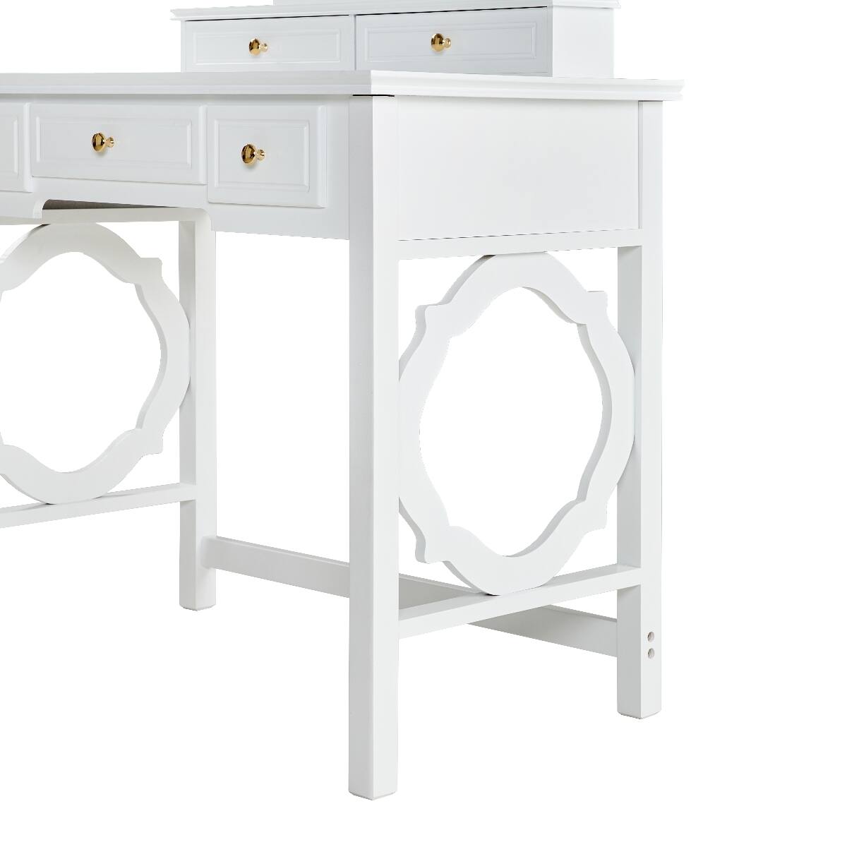 Alt View 6. Loheer - Loheer Compact Makeup Vanity Table with Stool, Reversible Mirror, White - White.