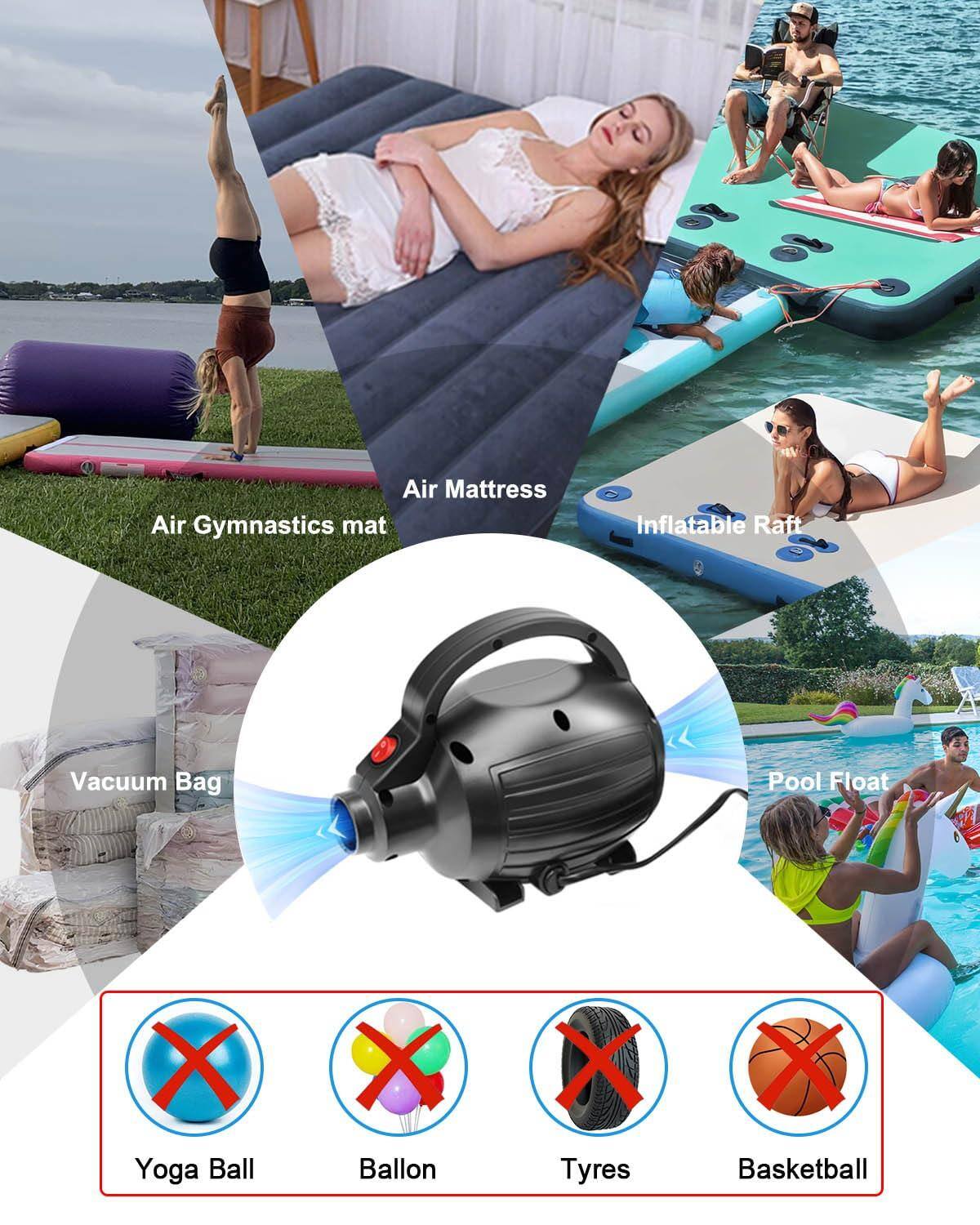 - Air Gymnastics mat
- Air Mattress
- Inflatable Raft
- Vacuum Bag
- Pool Float
- Yoga Ball
- Balloon
- Tyres
- Basketball