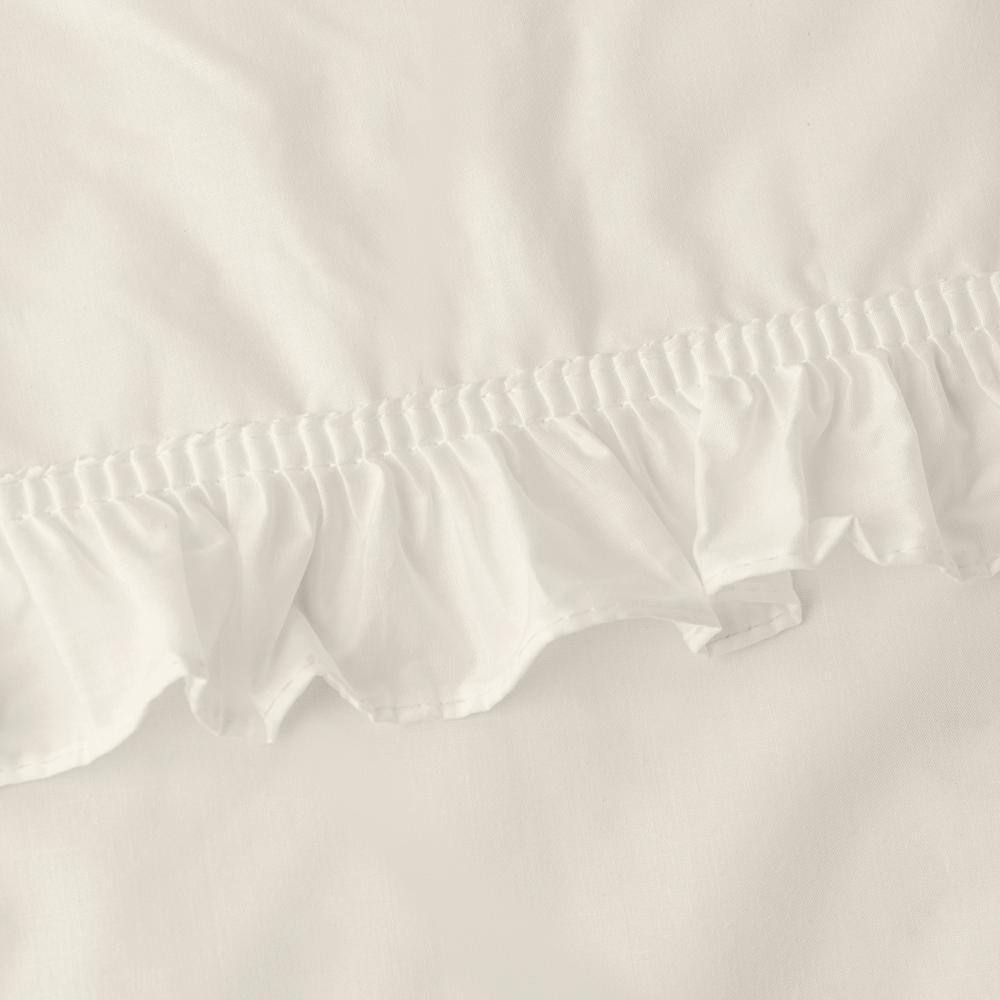 Left. Ellis Curtain - Ellis Home Classic Narrow Ruffle 2-Piece Natural Color Rod Pocket Curtain Panel 80" X 30" - Ivory.