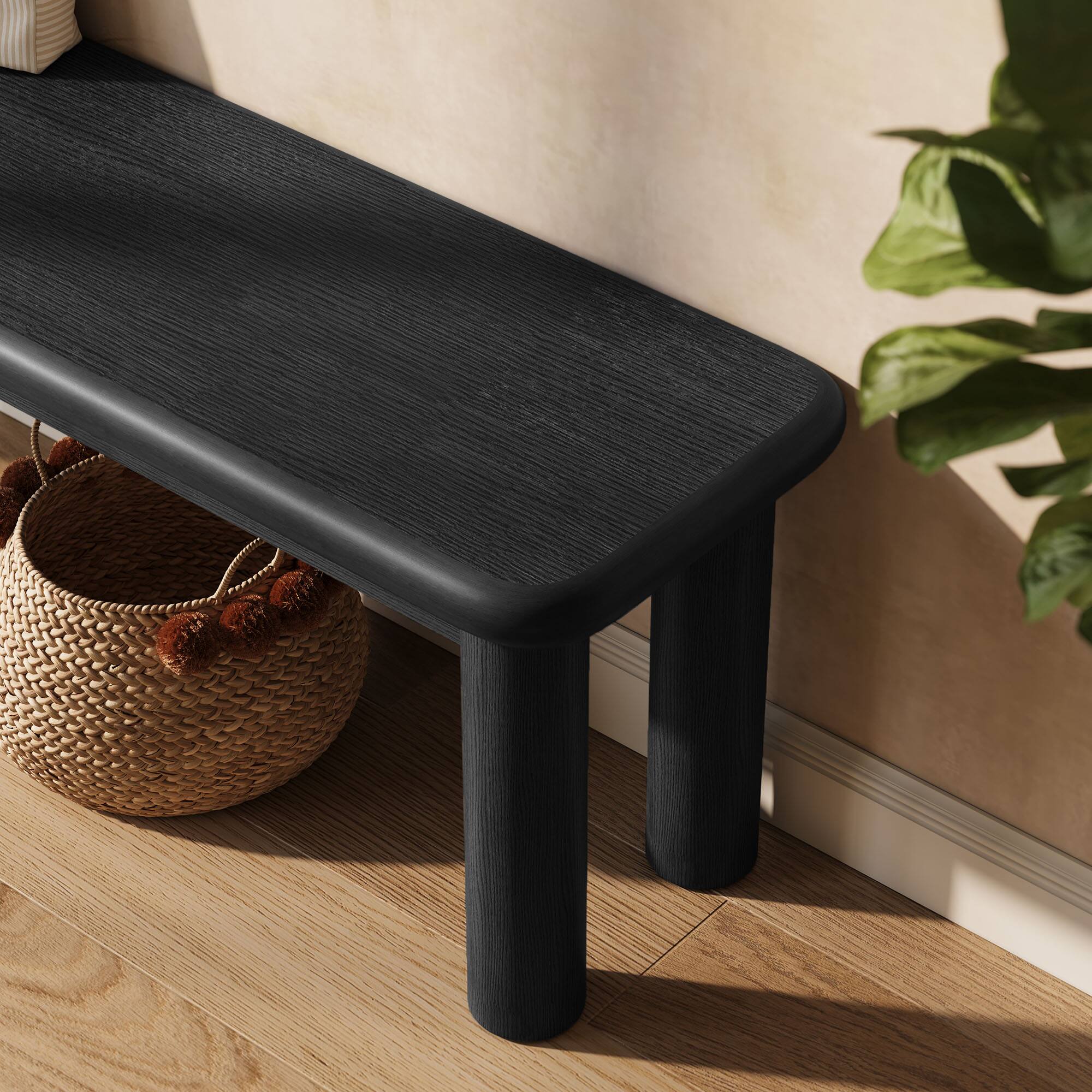 Alt View 2. Modway - Alvia 58" Oak Wood Bench by Modway - Black.