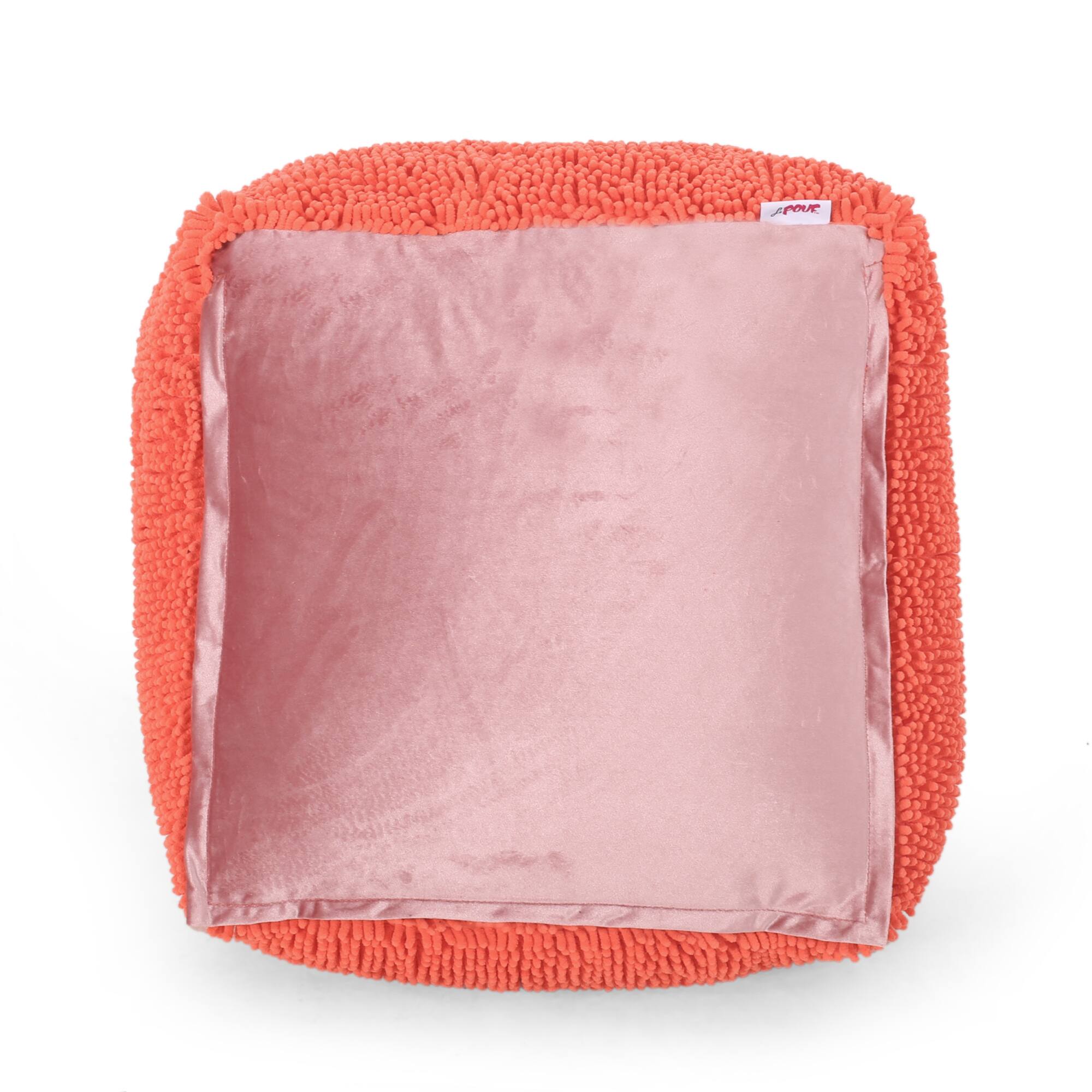 Alt View 2. GOODSILO - Soft Microfiber Square Pouf with Plush Seating for Cozy Comfort - Coral.