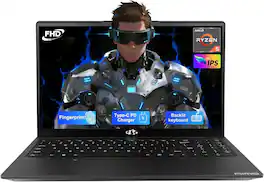 NIMO - 15.6" FHD R5 AI Student Laptop, AMD Ryzen 5 3501U 16GB RAM 512GB SSD 3.7GHz Fingerprint & Backlit KB - Black