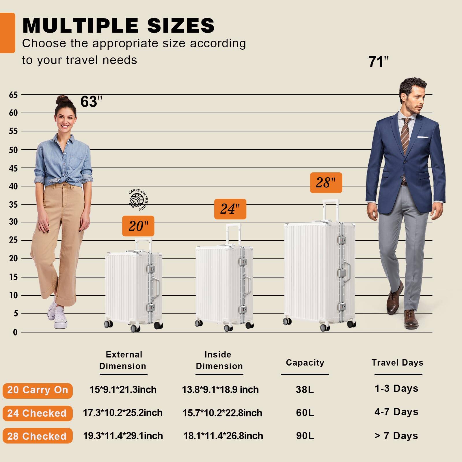 Brick Attic 24 Inch Luggage PC+ABS Aluminum Frame Zipperless