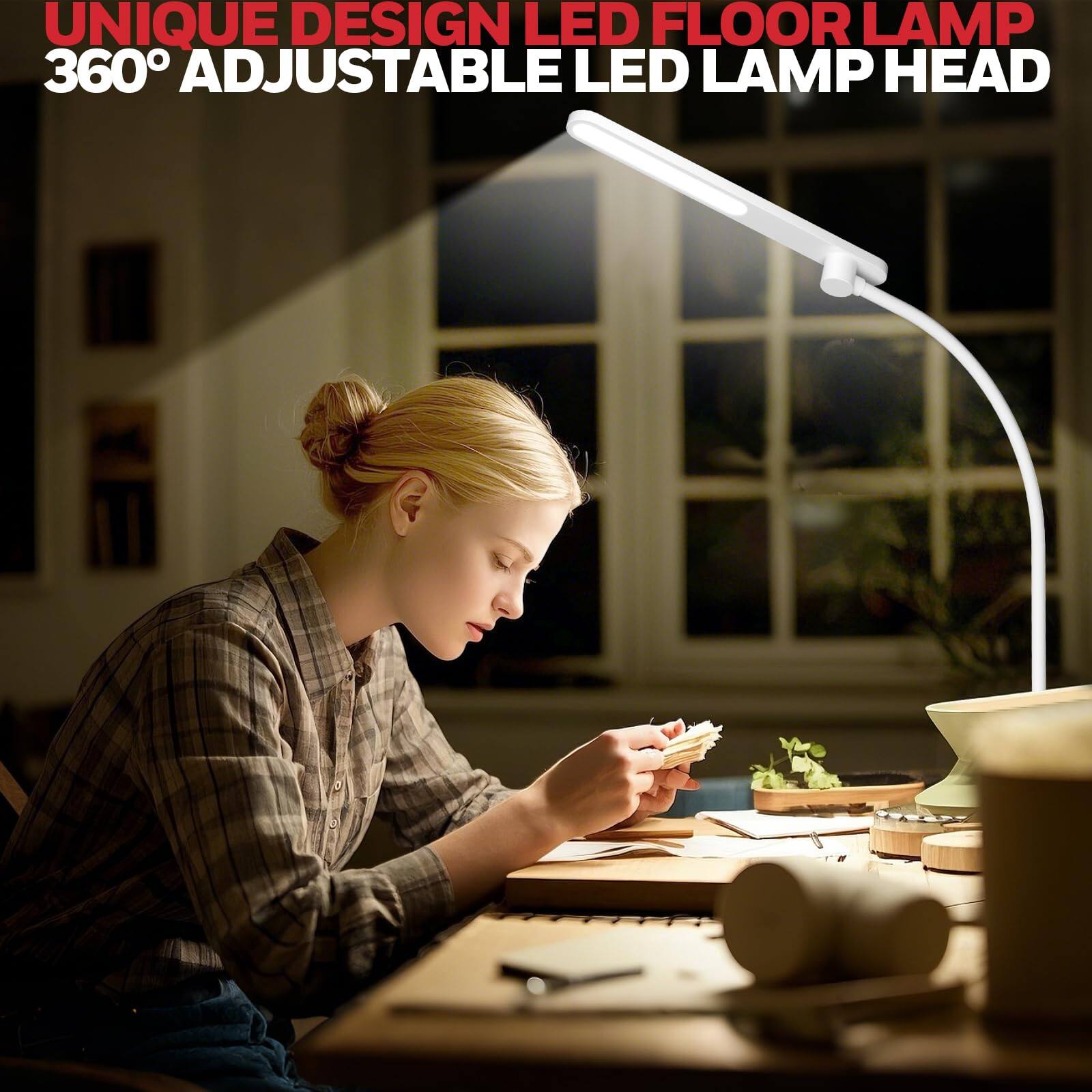 UNIQUE DESIGN LED FLOOR LAMP  
360° ADJUSTABLE LED LAMP HEAD