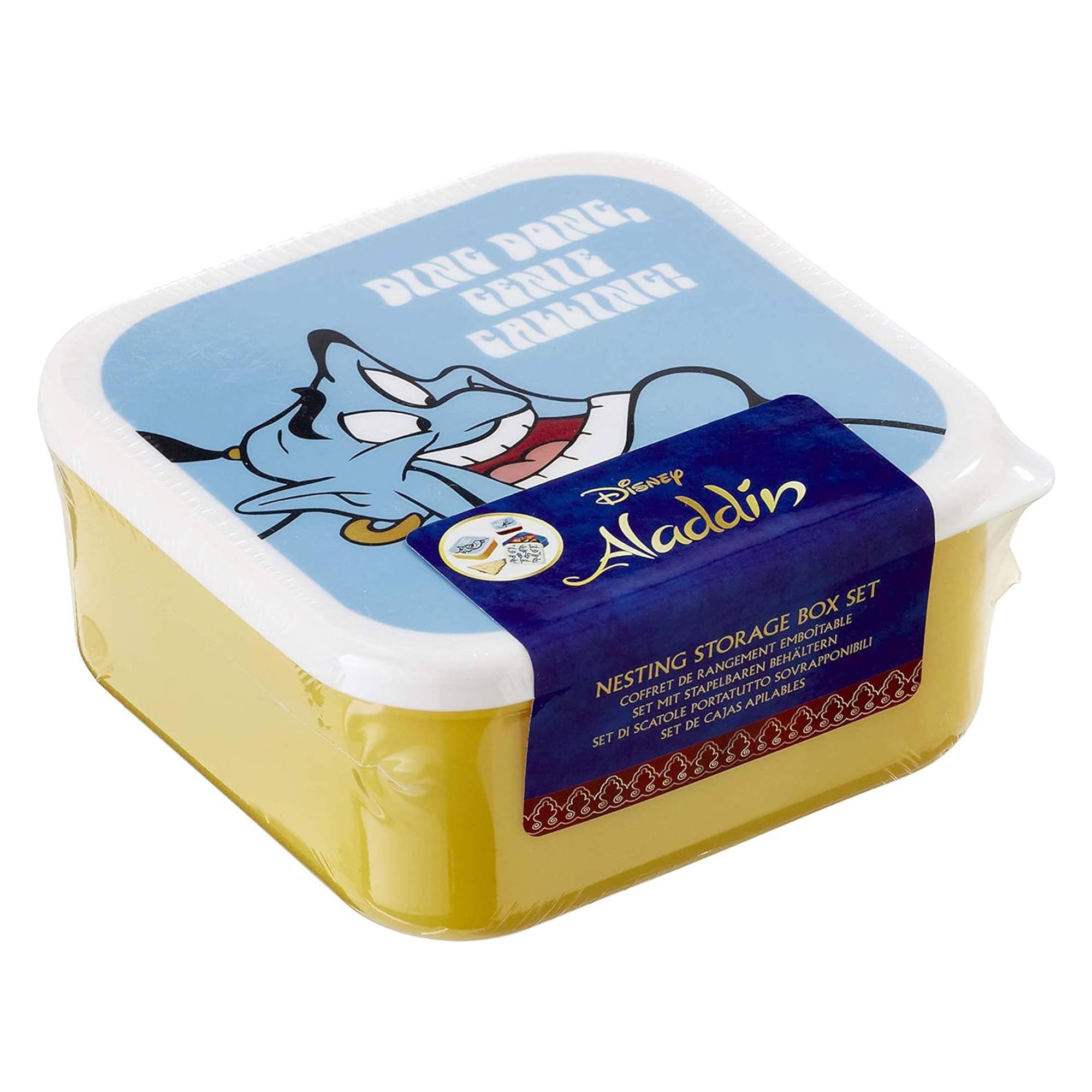 DING DONG, GENIE GRIZZING!

Disney Aladdin

NESTING STORAGE BOX SET

COFFRET DE RANGEMENT EMBOITABLE
COFFRET DE RANGEMENT NESTING
COFFRET DE RANGEMENT SOVRAPPONIBILI
SET DE CAJAS NESTING
SET DE CAJAS APILABLES
SET DE CAJAS NESTING