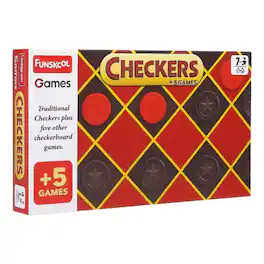 Amber Sporting Goods - Checkers Plus 5-in-1 Game Set, Traditional Checkers & 5 Other Board Games - Multicolor