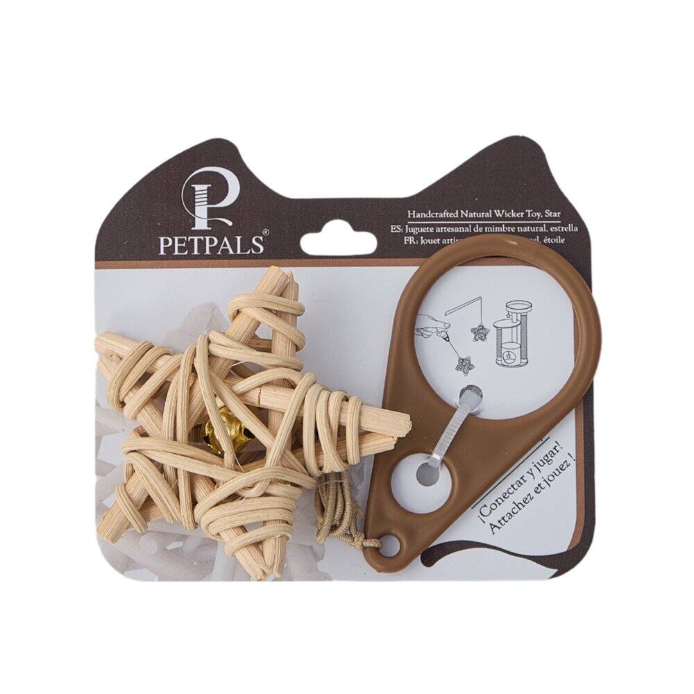 PETPALS Handcrafted Natural Wicker Toy. Star  
ES: Juguete artesanal de mimbre natural, estrella  
FR: Jouet artisinal en osier, étoile  
Conectar y jugar!  
Atacher et jouez!