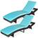 Front. Costway - 2PCS Patio Rattan Folding Lounge Chair Adjustable Cushion - Turquoise.