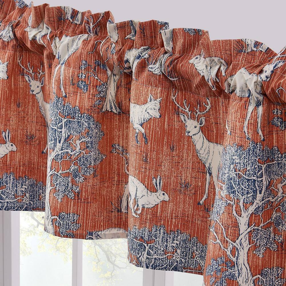 Left. Barefoot Bungalow - Greenland Home Fashions Barefoot Bungalow Menagerie Window Valance84x16", Saffron - Saffron.