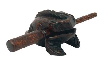 Front. Tycoon Percussion - Extra Small Frog, Wooden Construction, includes scraper, Produces croaking Sounds.