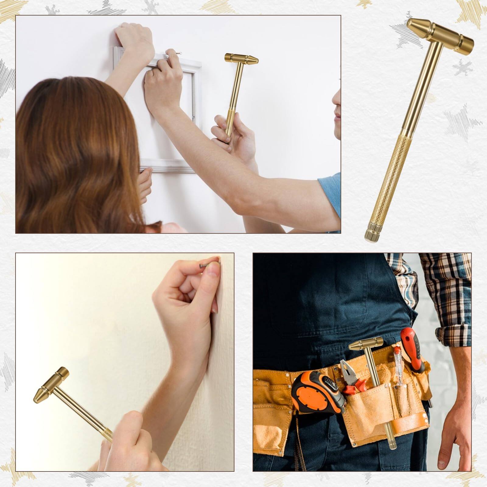 Alt View 6. Dapper Styles - 6 In 1 Hammer Metal Mini Multitool Hammers With Flat Head Phillips And Claw-hammer Multifunctional Tools gold - Default.