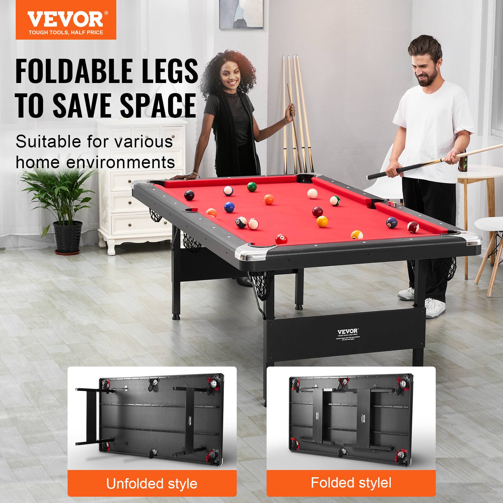 VEVOR TOUGH TOOLS, HALF PRICE FOLDABLE LEGS TO SAVE SPACE Suitable for various home environments F0S- VEVOR 9 Unfolded style Folded style
