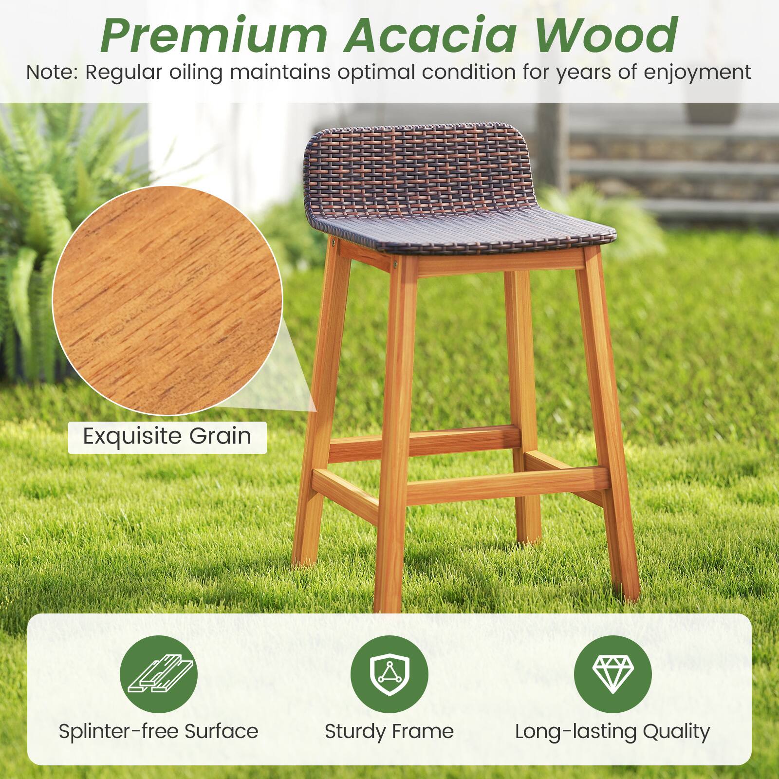 Premium Acacia Wood

Note: Regular oiling maintains optimal condition for years of enjoyment.

- Exquisite Grain
- Splinter-free Surface
- Sturdy Frame
- Long-lasting Quality