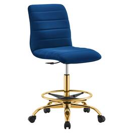 Ripple Armless Performance Velvet Drafting Chair by Modway - Blue