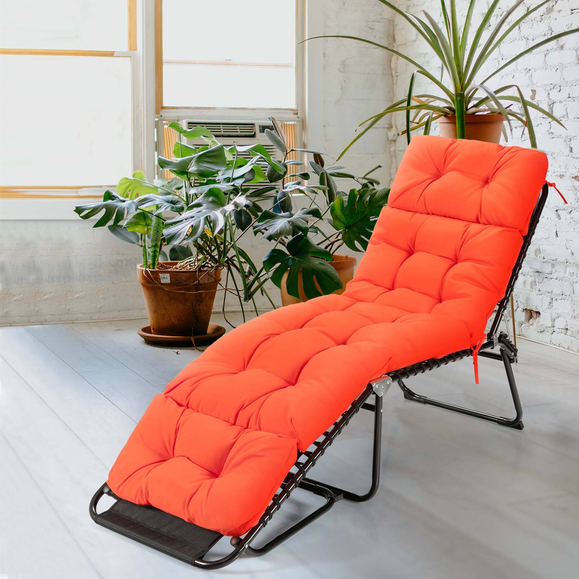 Alt View 8. Costway - Costway 2 PCS 73" Lounge Chaise Cushion Padded Recliner Cushion Indoor Outdoor - Orange.