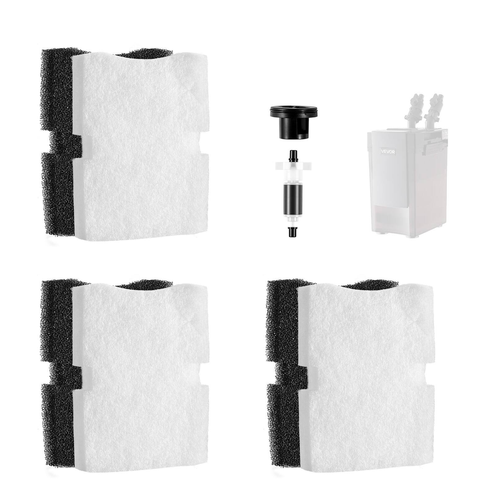 Front. VEVOR - Aquarium Filter Media Pads, 6 PCS Replacement with Impeller for AQ1600, Canister Floss Replacement for Fish Tank - White;Black.