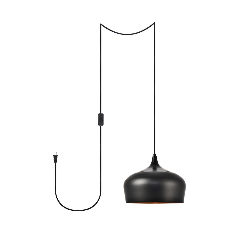 Alt View 3. Living District - Nora 1 Light Black plug-in pendant - Black.