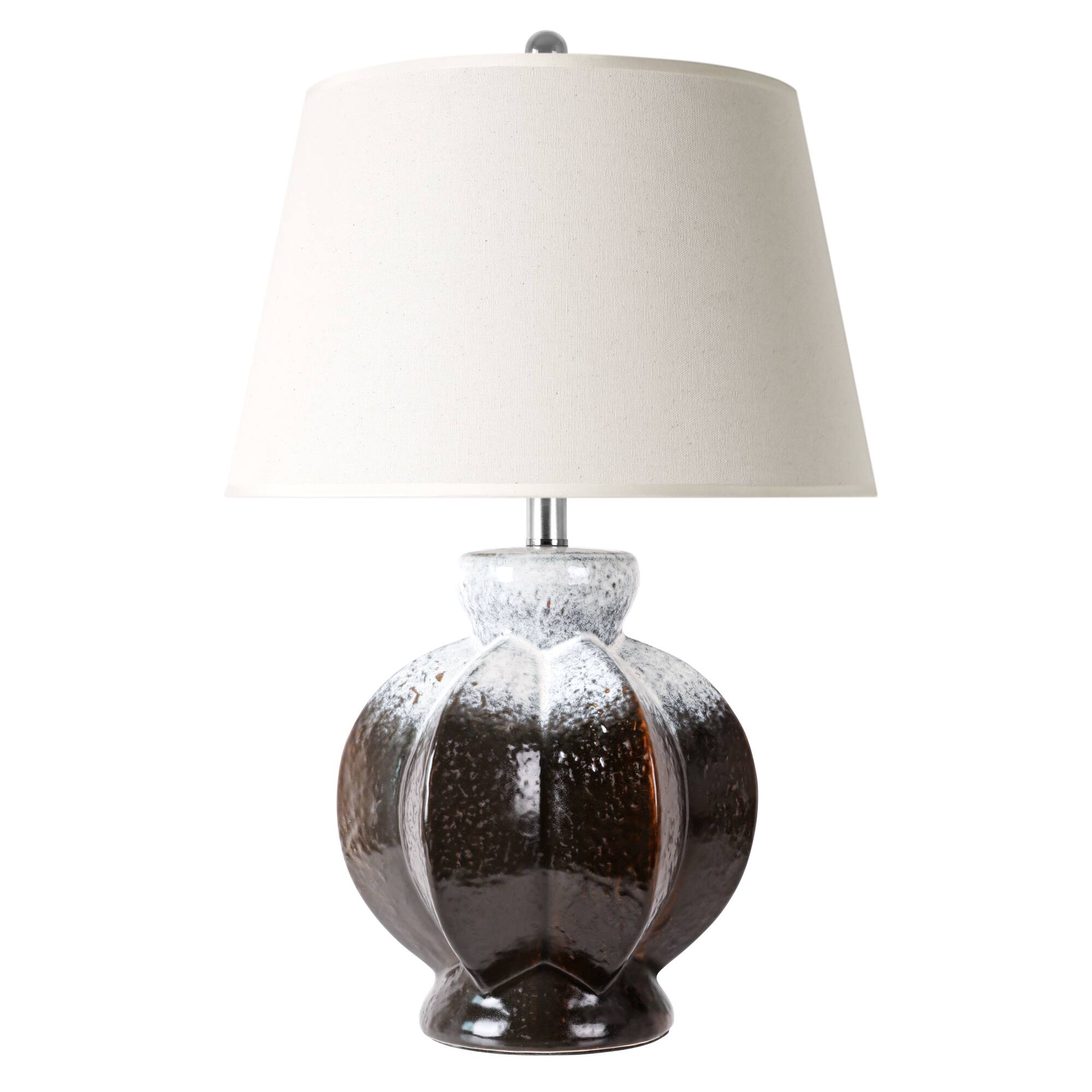 Angle. partphoner - Rustic Ceramic Table Lamp - Brown-White.