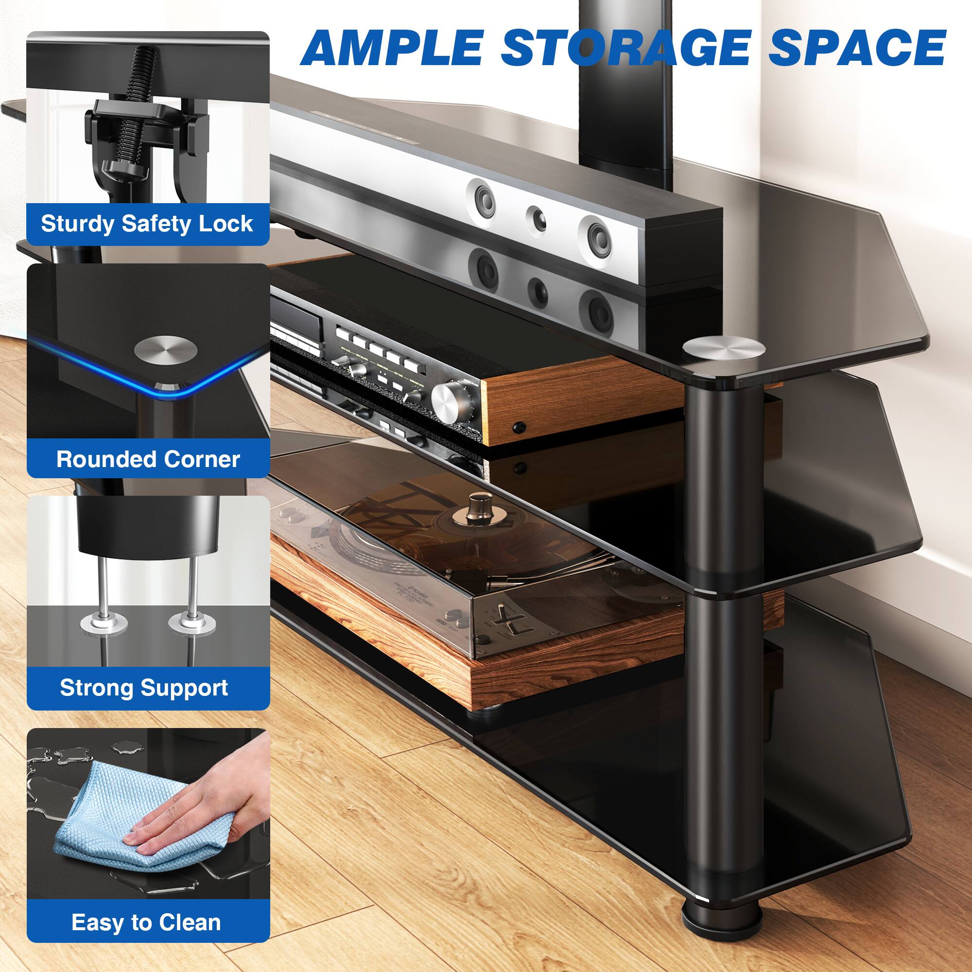 Rfiver Suitable for 32 70 inch heavy floor standing TV stands Black ...