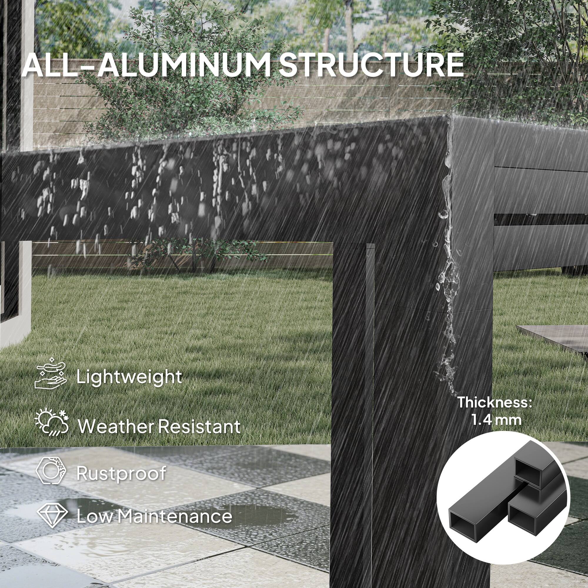 ALL-ALUMINUM STRUCTURE

- Lightweight
- Weather Resistant
- Rustproof
- Low Maintenance

Thickness: 1.4 mm