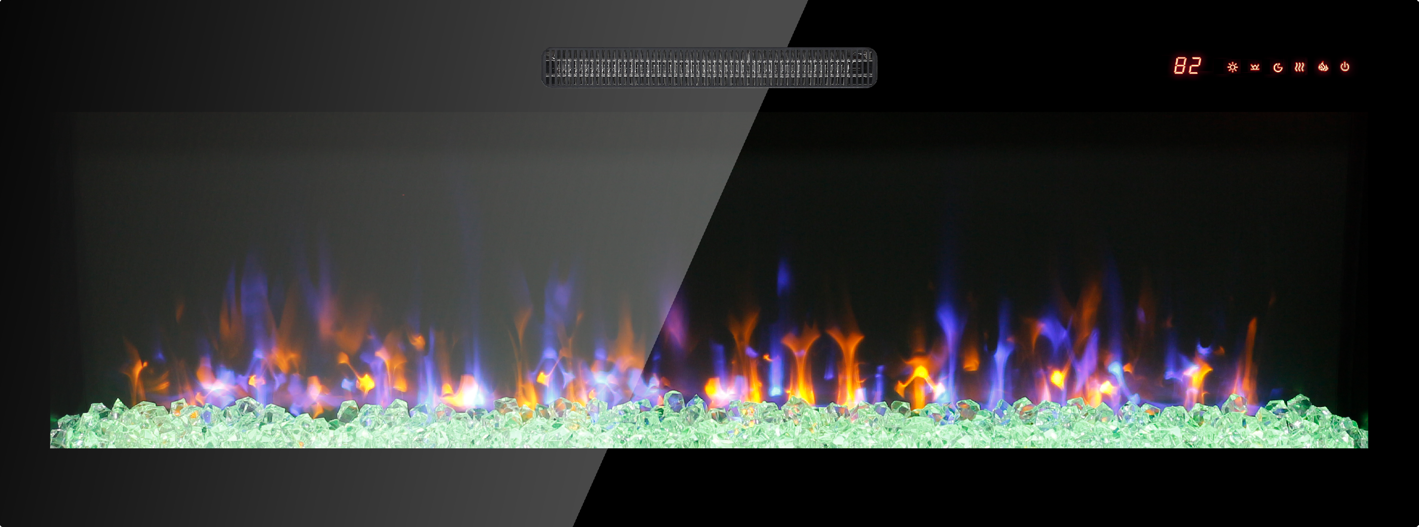 Alt View 1. GOODSILO - 50 Inch Recessed Ultra Thin Electric Fireplace, Wall Mounted, Multi Color Flame & Ember Bed, LED Heater - Antique Black.