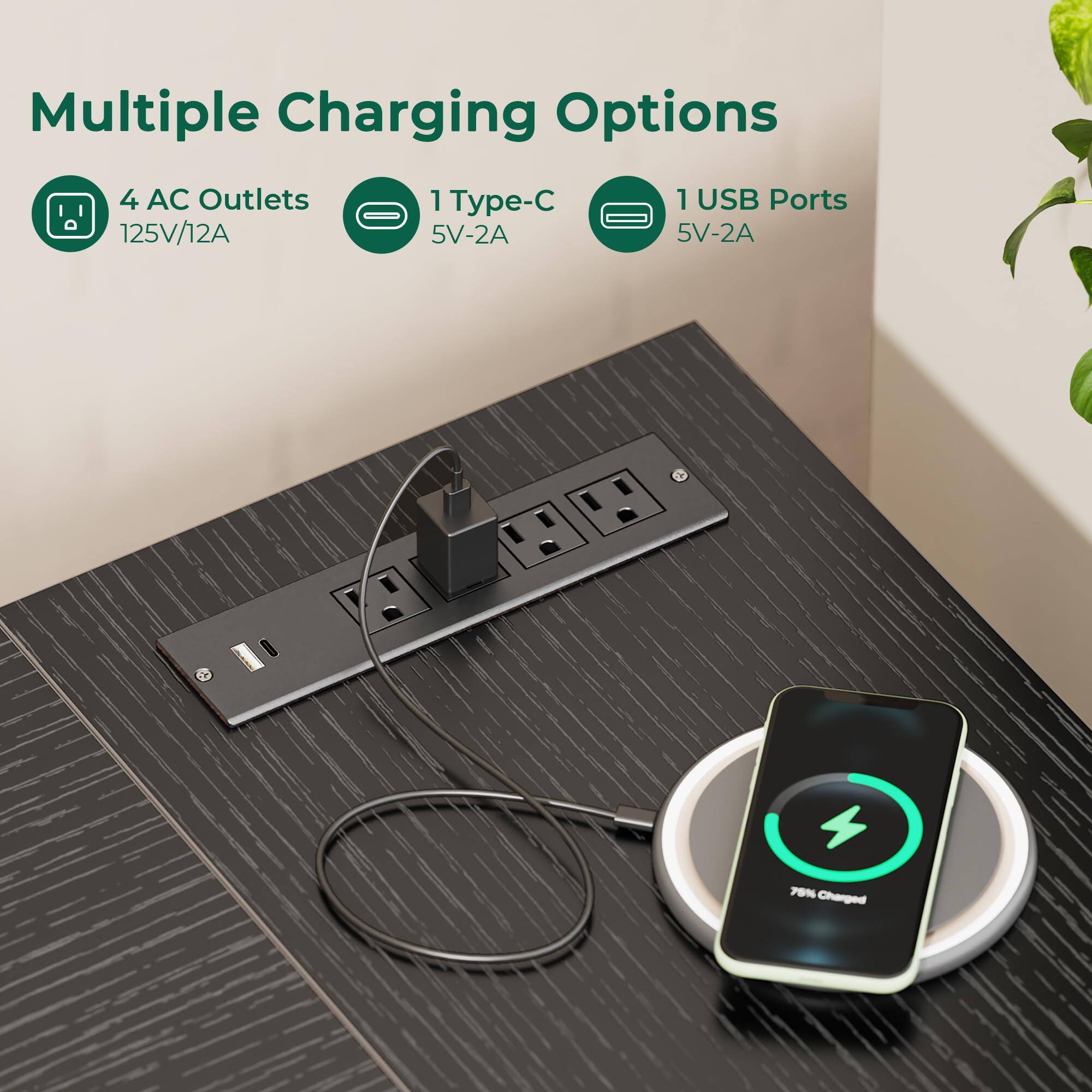 Multiple Charging Options

- 4 AC Outlets 125V/12A
- 1 Type-C 5V-2A
- 1 USB Ports 5V-2A

76% Charged