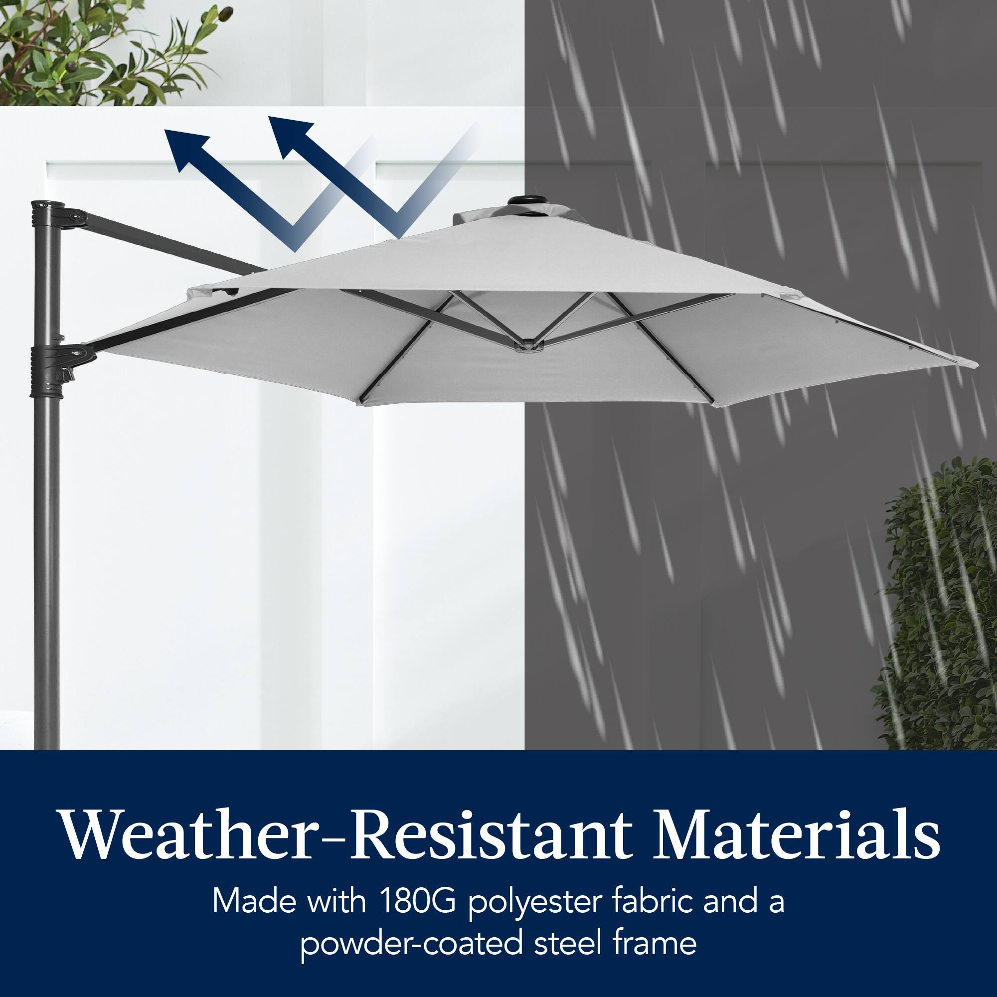 Weather-Resistant Materials  
Made with 180G polyester fabric and a powder-coated steel frame