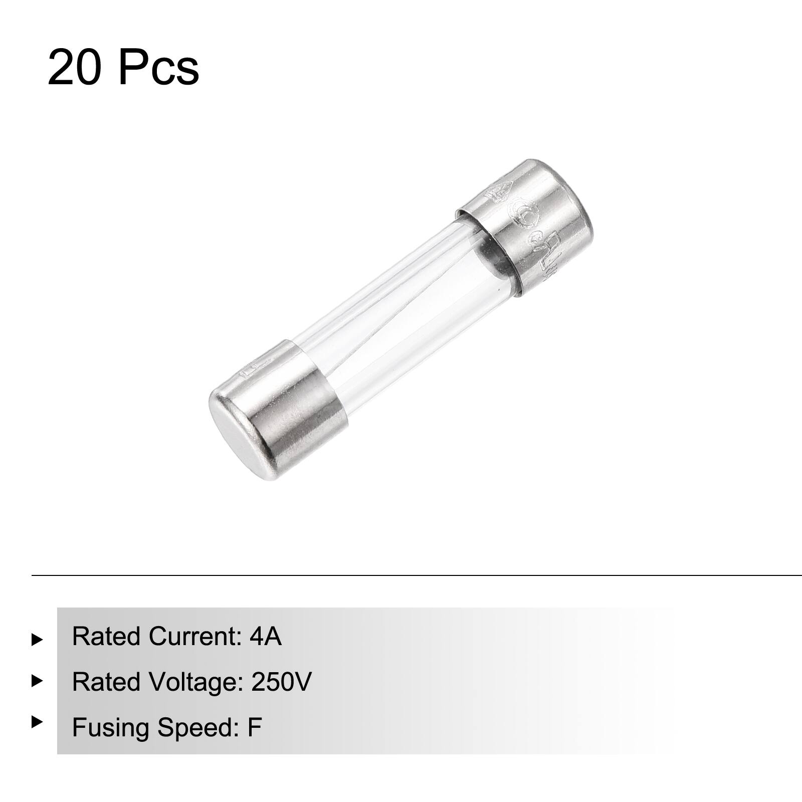 20 Pcs

Rated Current: 4A  
Rated Voltage: 250V  
Fusing Speed: F