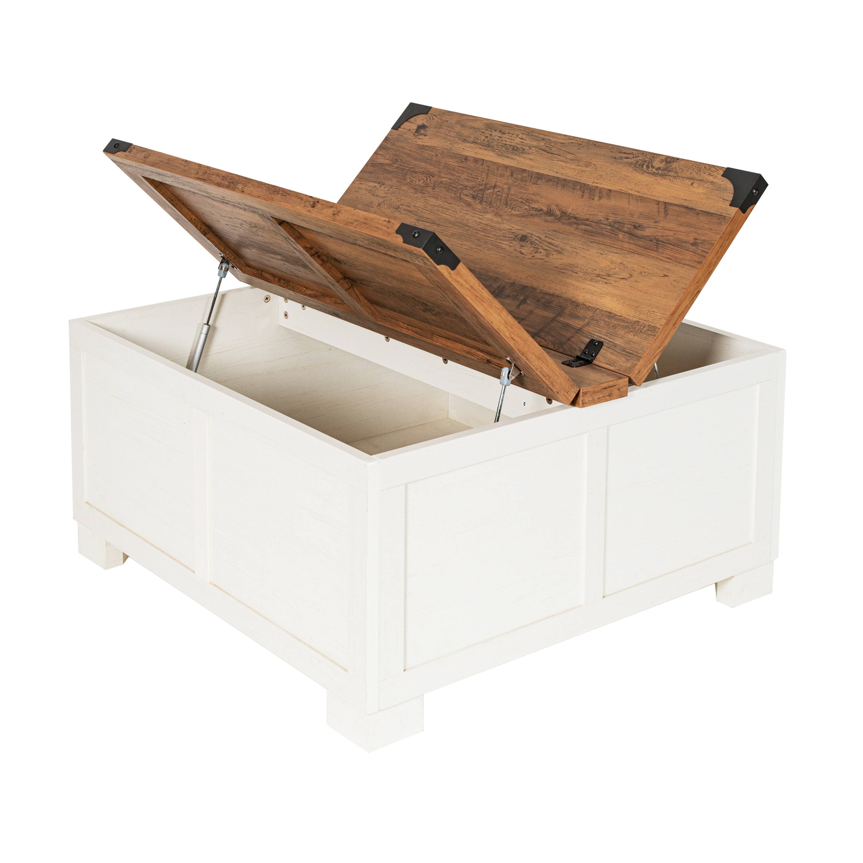 Alt View 10. Emma + Oliver - Marella Farmhouse Coffee Table with Clamshell Style Hinged Table Top and Hidden Storage - White.