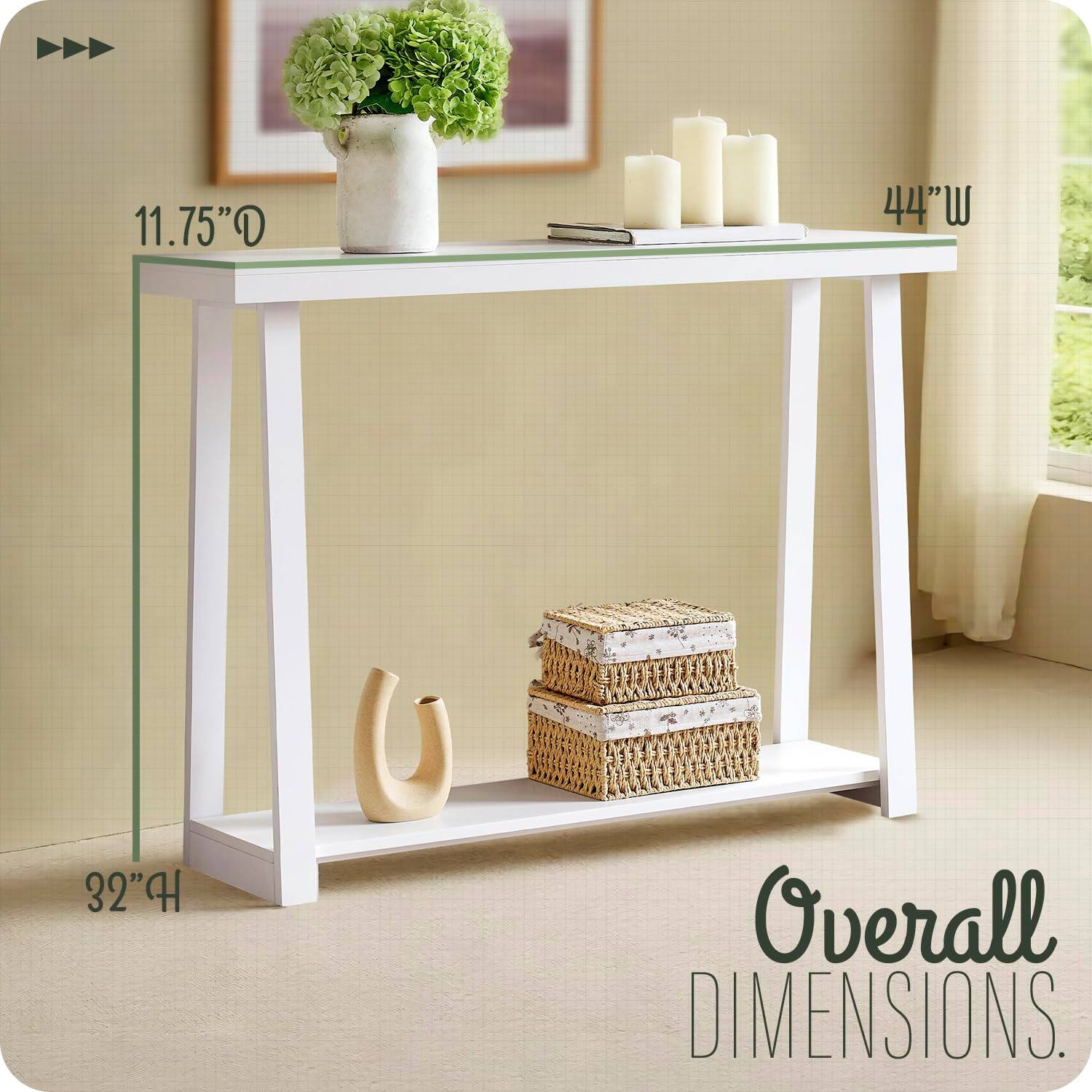 11.75" D  
44" W  
32" H  

Overall Dimensions.