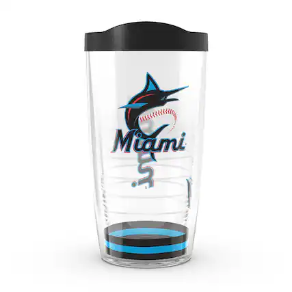 Front. Tervis - Miami Marlins 16oz. Arctic Classic Travel Tumbler - Multicolor.
