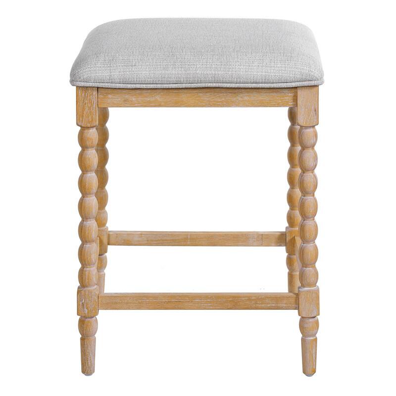 Alt View 1. HTUTWOO - 26" Counter Stools Set of 2, Upholstered Padded Seat, Solid Acacia Wood Frame, for Kitchen Island, Bar & Dining Area - Gray.