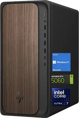HP - OmniDesk M03-0060 Desktop PC, Intel Core Ultra 7 265, RTX 5060, 32GB DDR5, 2TB SSD, Wi-Fi 6, Win 11 Home - Black
