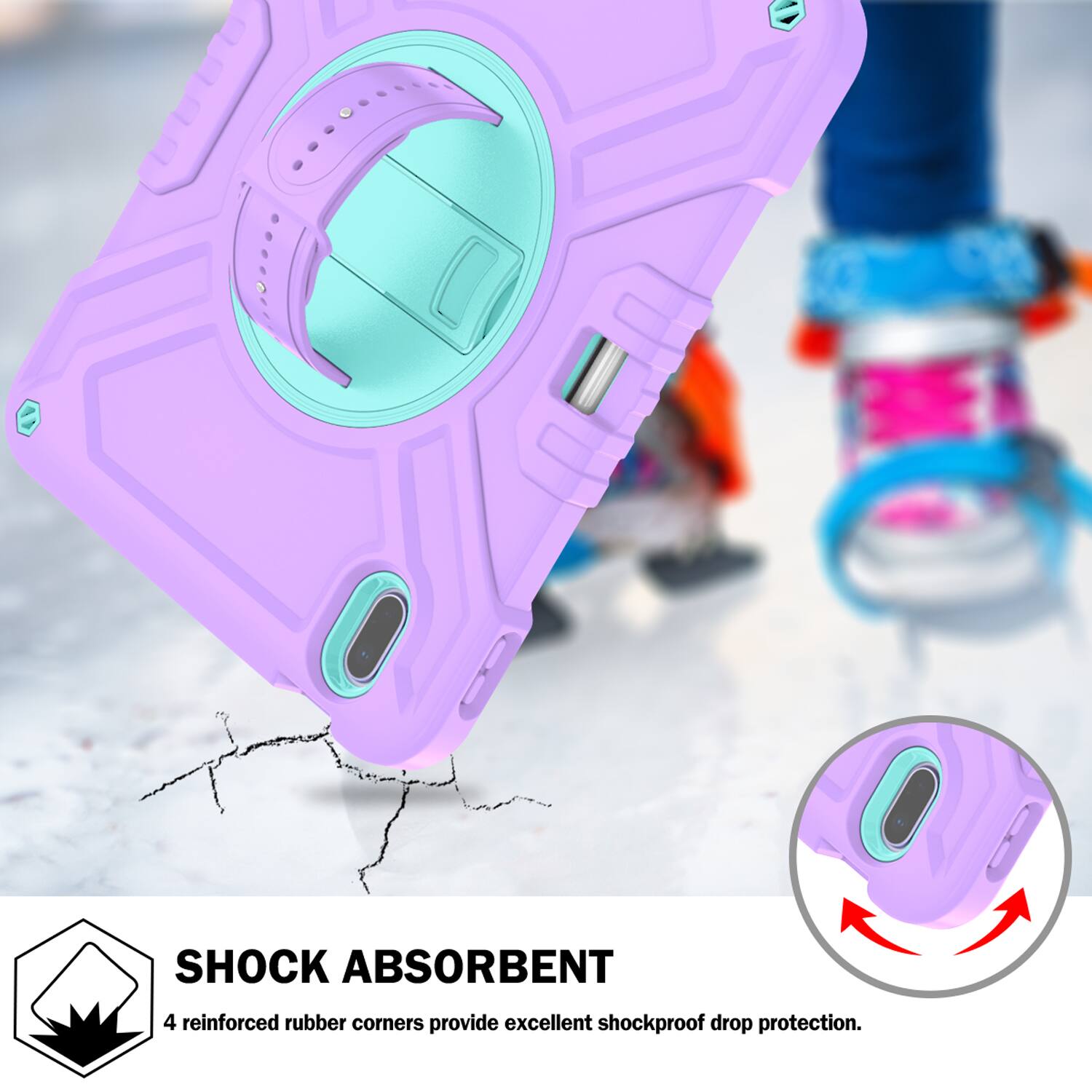 SHOCK ABSORBENT  
4 reinforced rubber corners provide excellent shockproof drop protection.