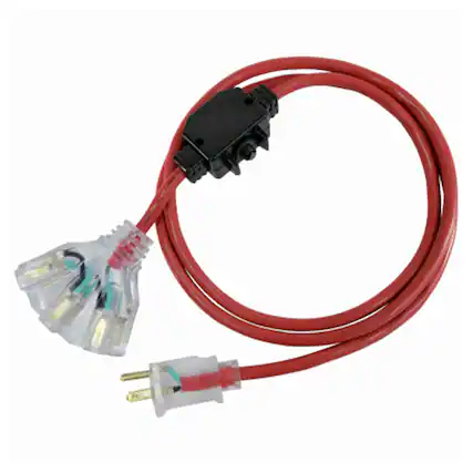 Front. Master Electrician - Master Electrician 50 Feet Outdoor Extension Cord with Inline Circuit Breaker - Red.