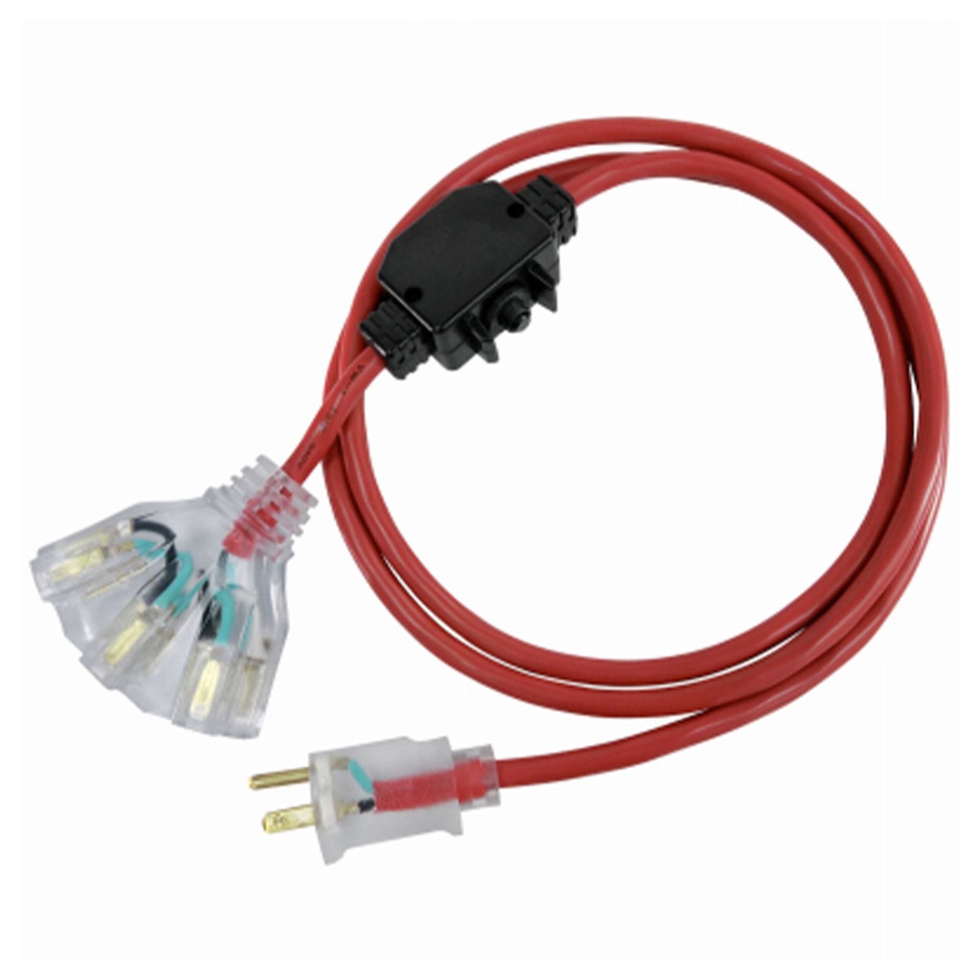 Front. Master Electrician - Master Electrician 50 Feet Outdoor Extension Cord with Inline Circuit Breaker - Red.