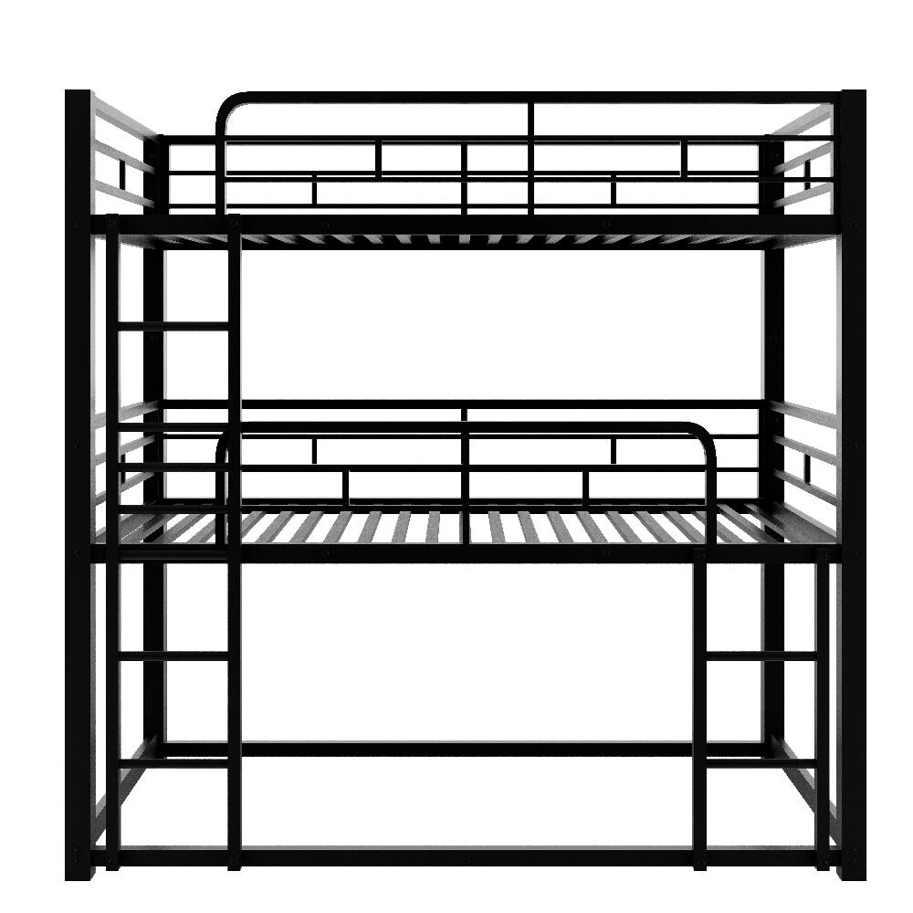 Alt View 10. Loheer - Loheer Metal Triple Bunk Bed Twin Over Twin Over Twin Black Heavy Duty Space Saving Frame - Black.