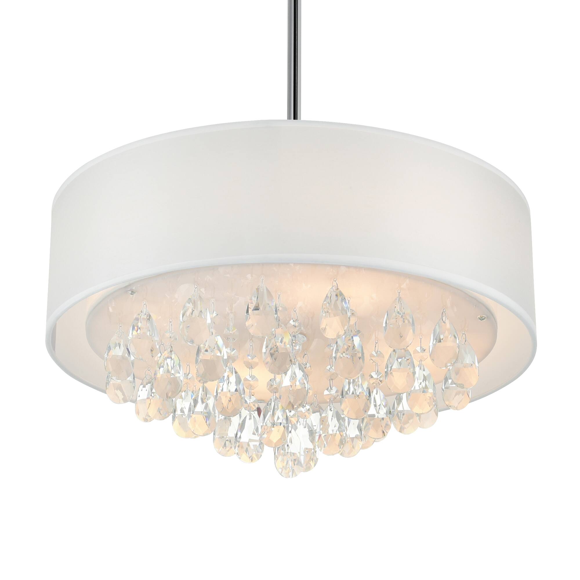 Left. CWI Lighting - Dash 4 Light Drum Shade Chandelier With Chrome Finish - Chrome.