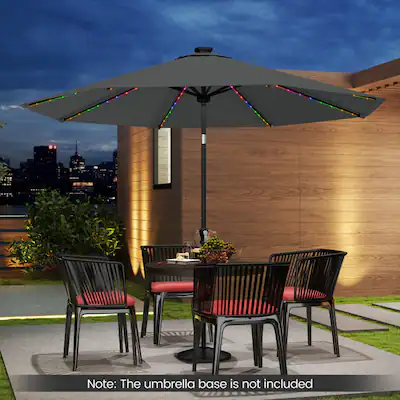 best rated solar patio umbrella Tioline 9FT Solar-Powered LED with Tilt Crank,Outdoor Market Umbrella with 32 Lights,Sunshade for Deck, Garden and Pool,Beige : Patio, Lawn & Garden Use it in the day and turn your outdoor dining area into a shaded lounge for family and friends 126W Solar Charging Umbrella |