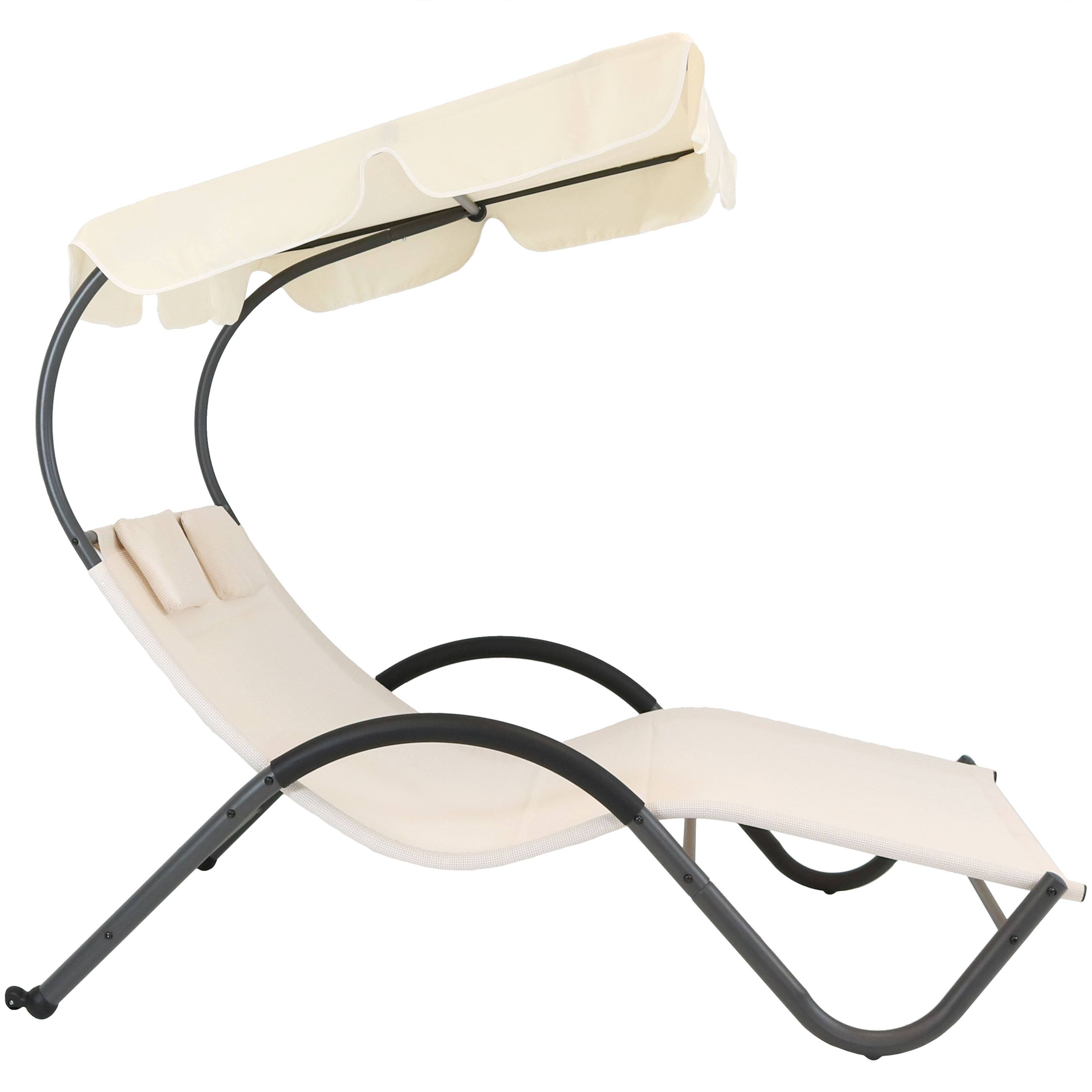 Alt View 6. Sunnydaze - Sling Fabric Double Outdoor Chaise Lounge Bed with Canopy - Off-white.