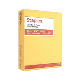 Staples - 110 lb. Cardstock Paper, 8.5" x 11", 250 Sheets/Ream - Canary