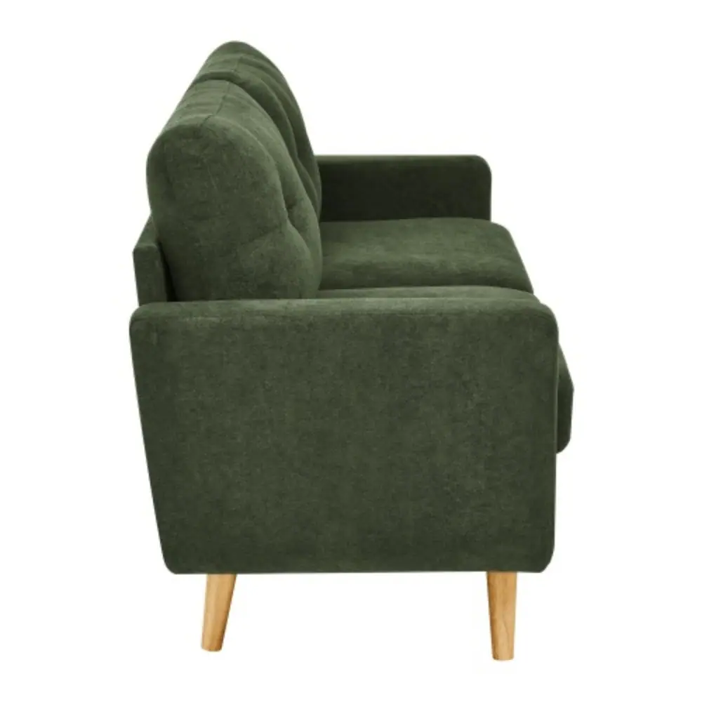 Alt View 1. LUCKY ONE - 67.7" Mid-Century Upholstered Tufted Loveseat Sofa Solid Wood Legs 2-Seater - Antique Green.