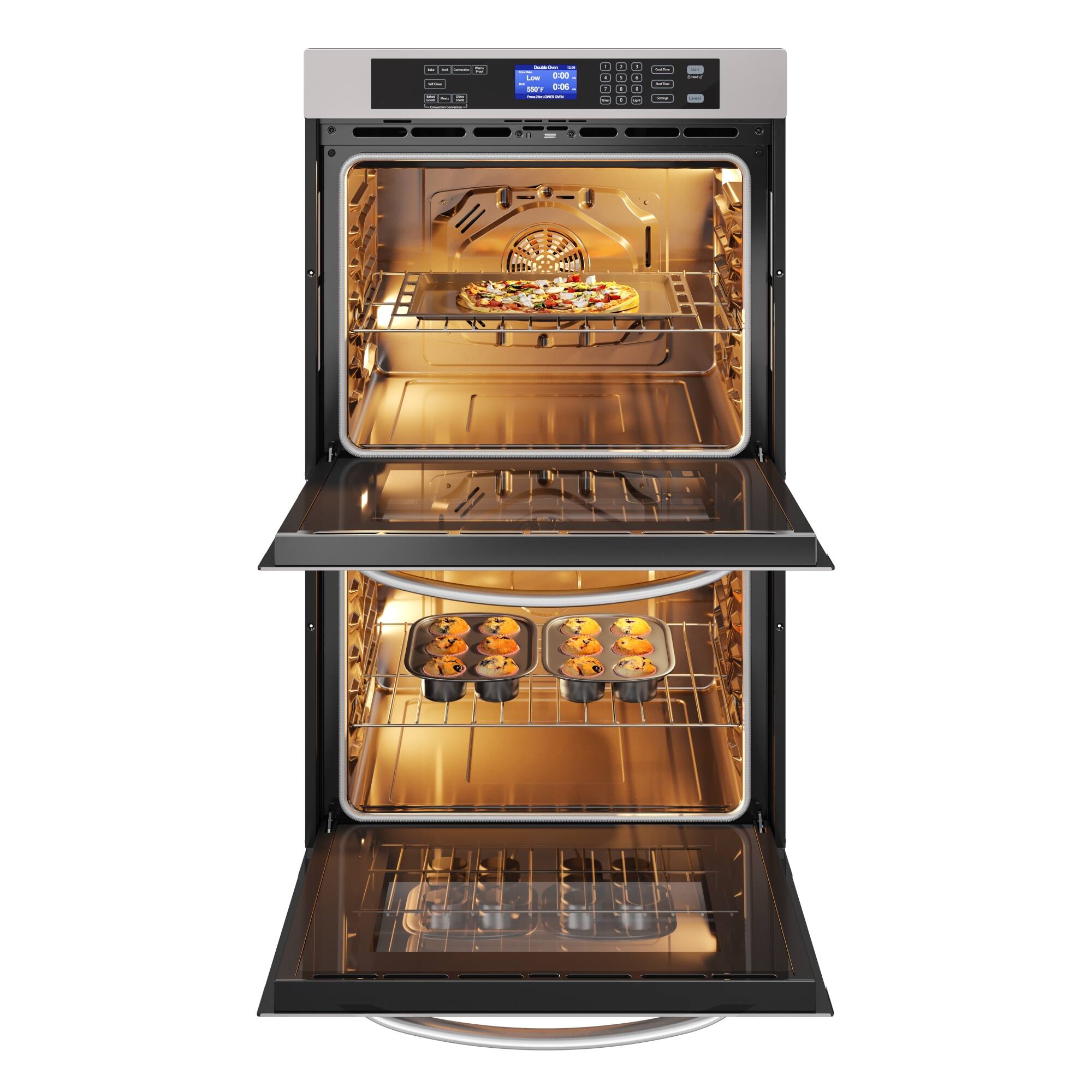 Left. Koolmore - 5 cu. ft. Stainless-Steel Premium Convection Double-Unit Wall Oven, KM-WO30D-SS. - Stainless Steel.