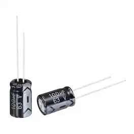 Unique Bargains - 100uF 63V 8x12mm Electrolytic Capacitor, Radial Leads Aluminum, 50pcs, for Power Supplies/Audio/Lighting - Black