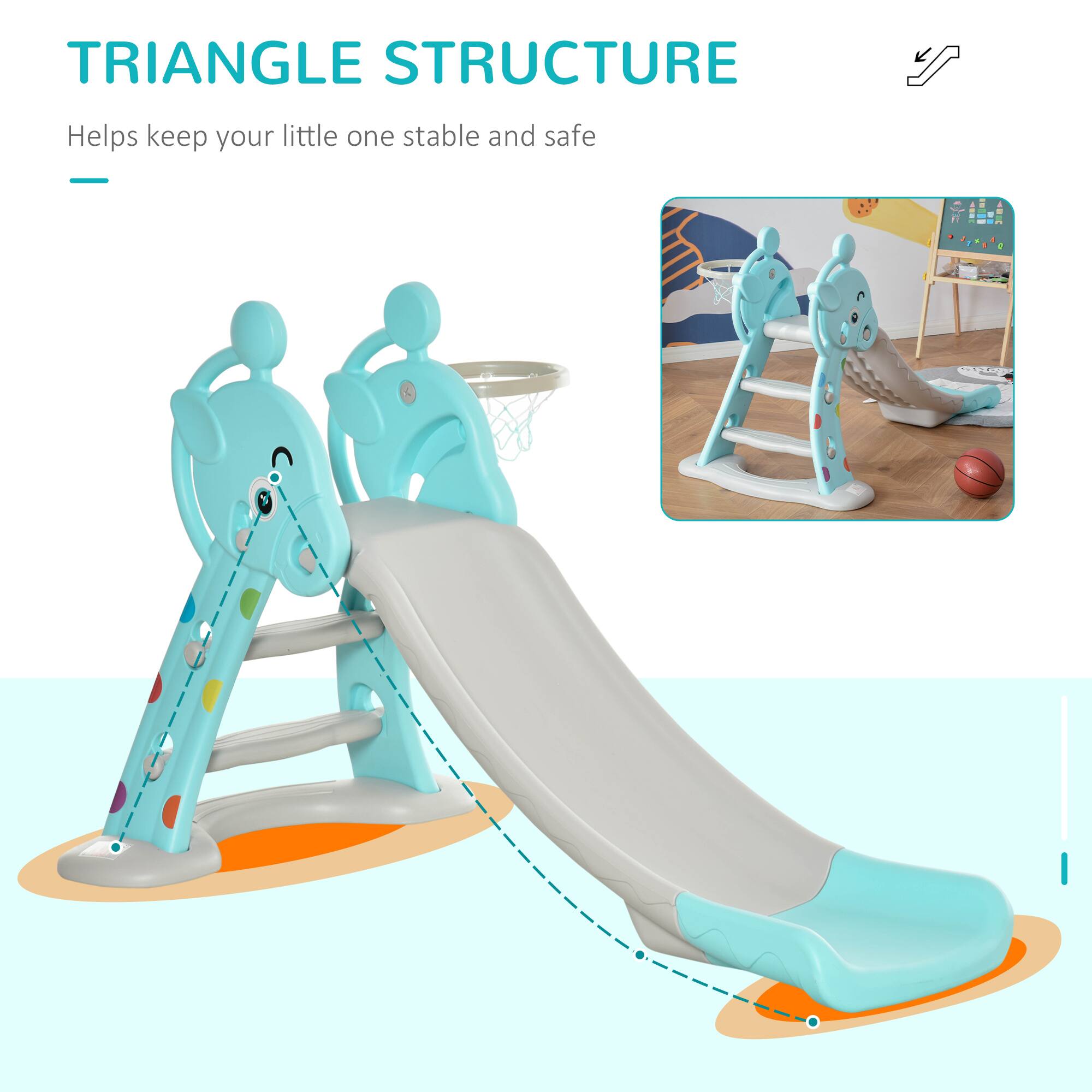 TRIANGLE STRUCTURE  
Helps keep your little one stable and safe