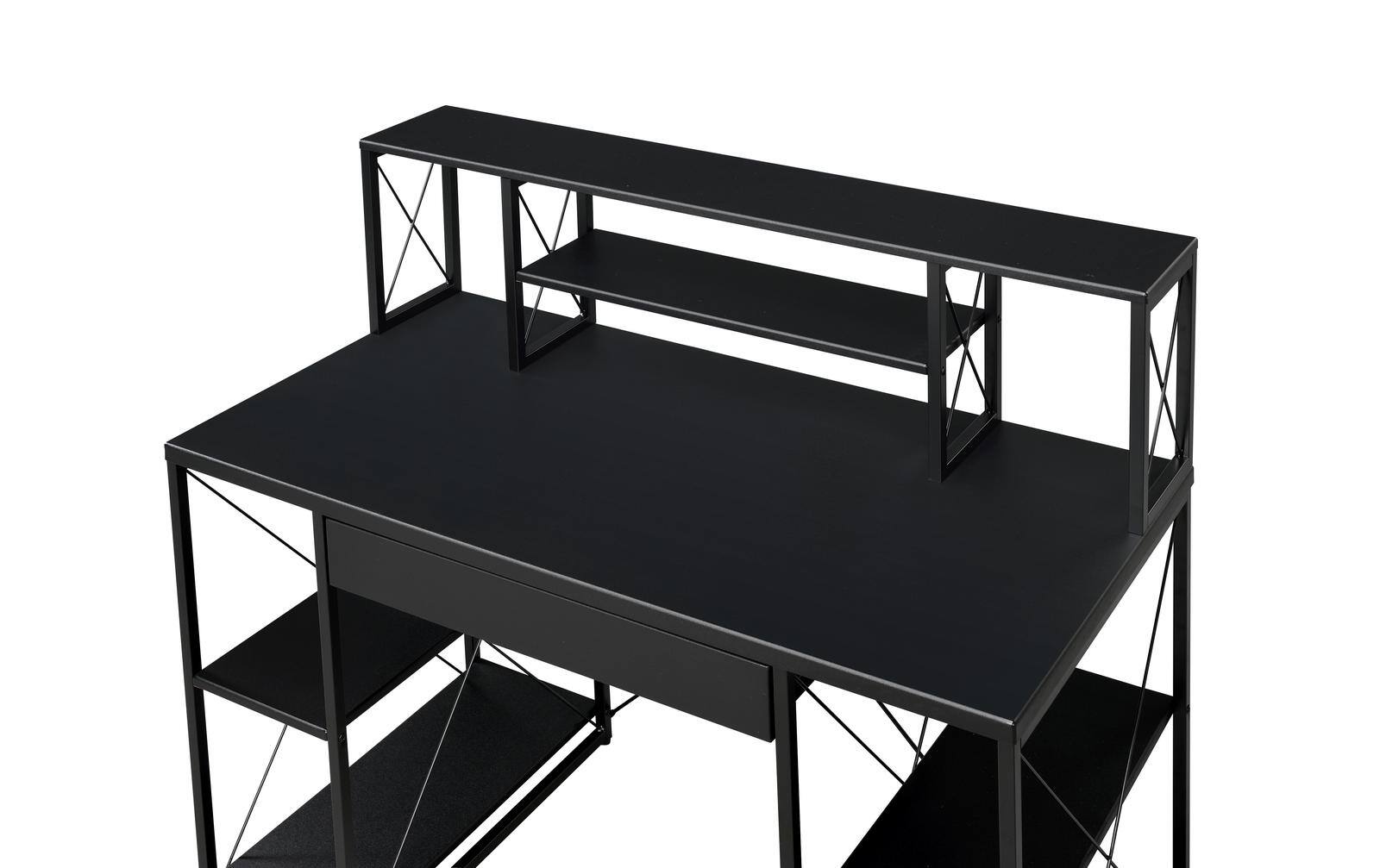 Alt View 4. Spaco - Spaco Music Studio Computer Desk with 8 Compartment 1 Drawer Workstation, 100lb Weight Capacity, 43 Inch Monitor Stand - Black.