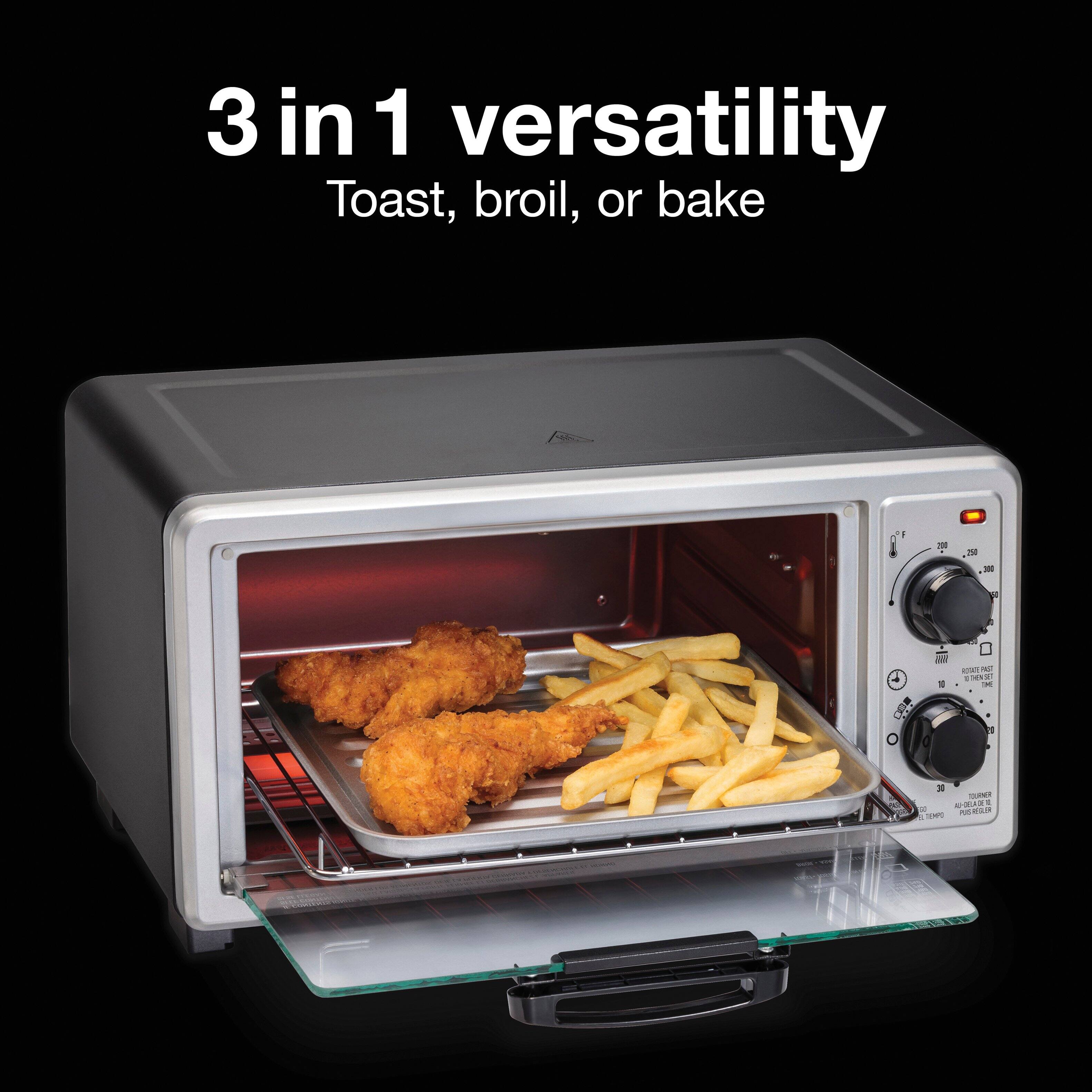 3 in 1 versatility  
Toast, broil, or bake