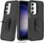 The image shows a black case for a phone, specifically a BAHARA SAHARA phone, which is sold separately. The case has a pocket for the phone and is designed to protect the device. The case is open, revealing the phone inside.