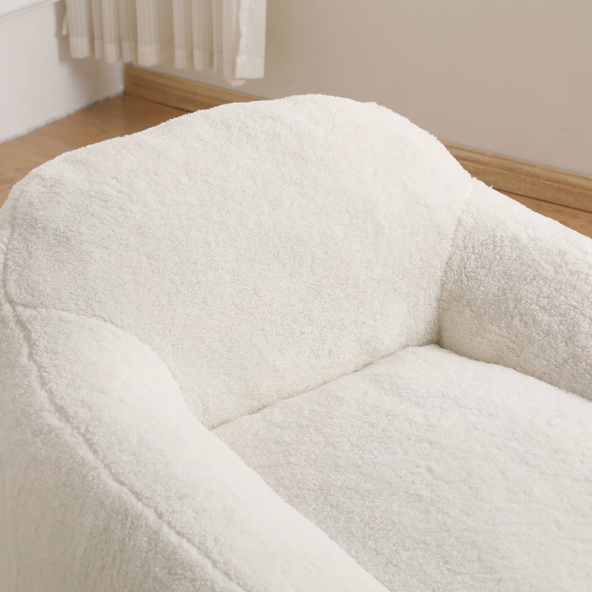 Alt View 1. GOODSILO - Giant Memory Foam Filled Bean Bag Sofa with Armrests for Adults, Spacious Faux Fur Lounger for Living Room and Bedroom - Off White.